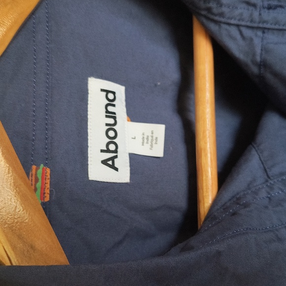 Abound Novelty Hamburger Print Navy Blue Short Sleeve Button up Shirt Large Men - Picture 2 of 13